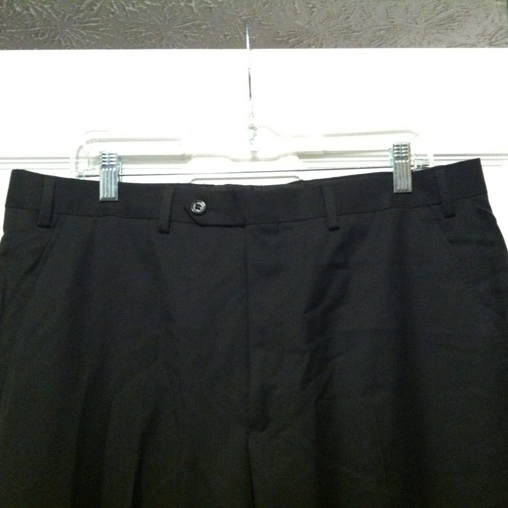 ALFANI MEN'S BLACK 100%WOOL FLAT FRONT DRESS PANTS SIZE: 36/32
